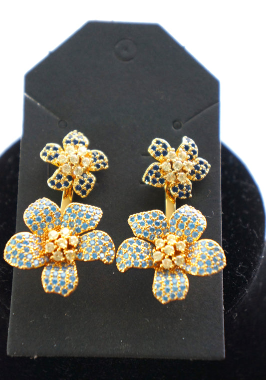 zirconia flower dangle earings