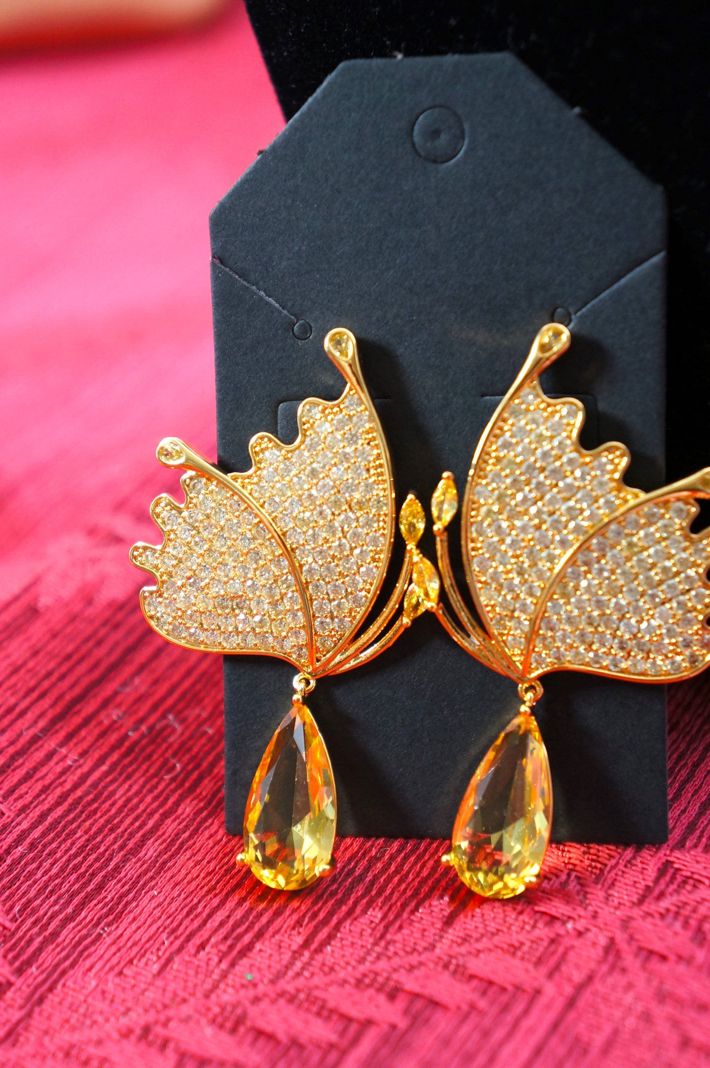 crystal butterfly drop dangle earings