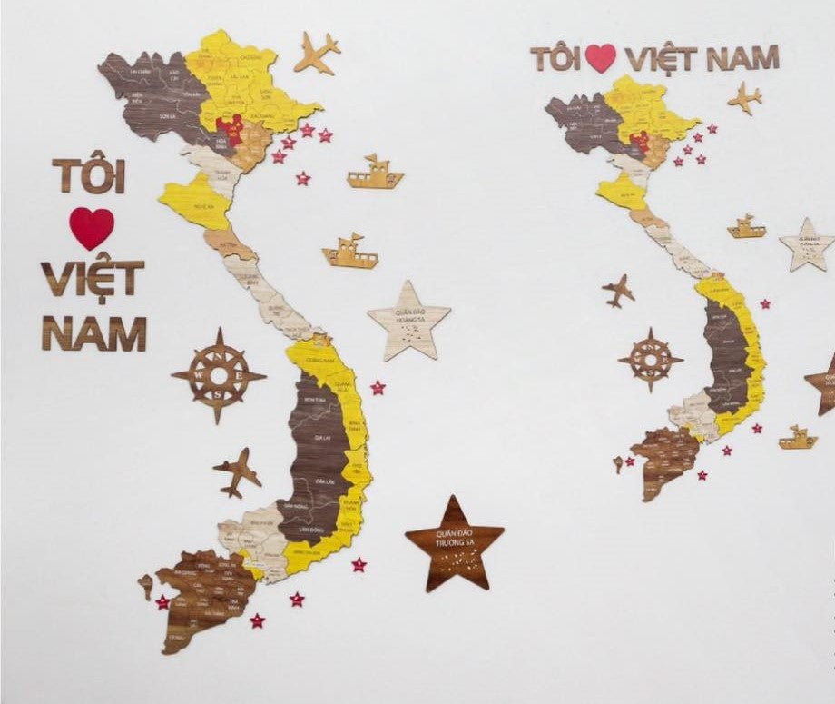 Bản đồ gỗ Việt Nam- Vietnam wooden map for decoration